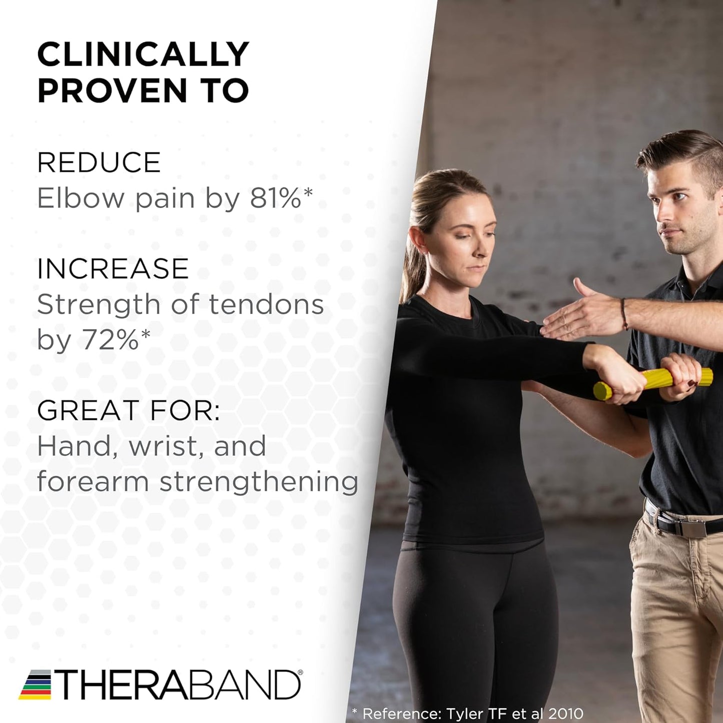 THERABAND FlexBar, Tennis Elbow Therapy Bar, Relieve Tendonitis Pain & Improve Grip Strength, Resistance Bar for Golfers Elbow & Tendinitis, Red, Light, Beginner