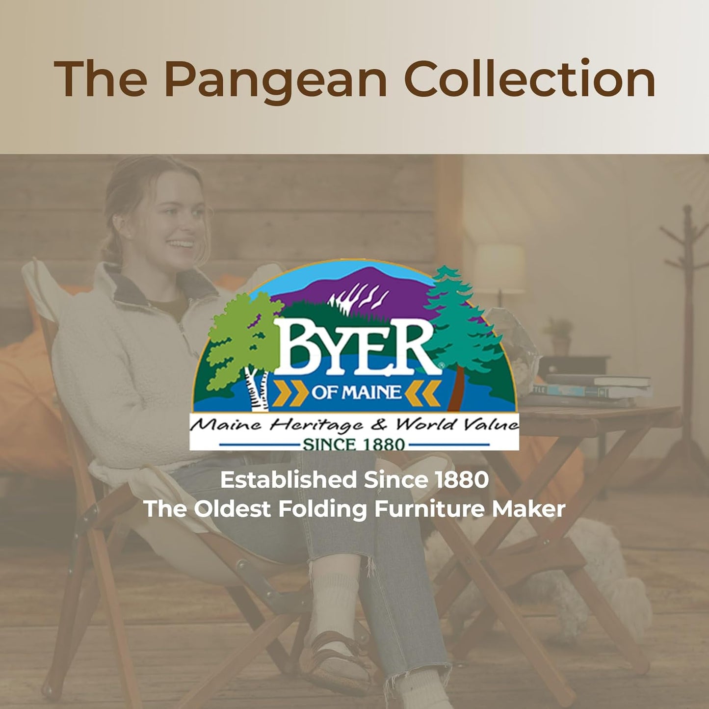 BYER OF MAINE - Pangean Folding Wooden Table, Hardwood Portable Table for Deck, or Camping, Use Indoors or Outdoors - 18" H x 16" W x 16" D