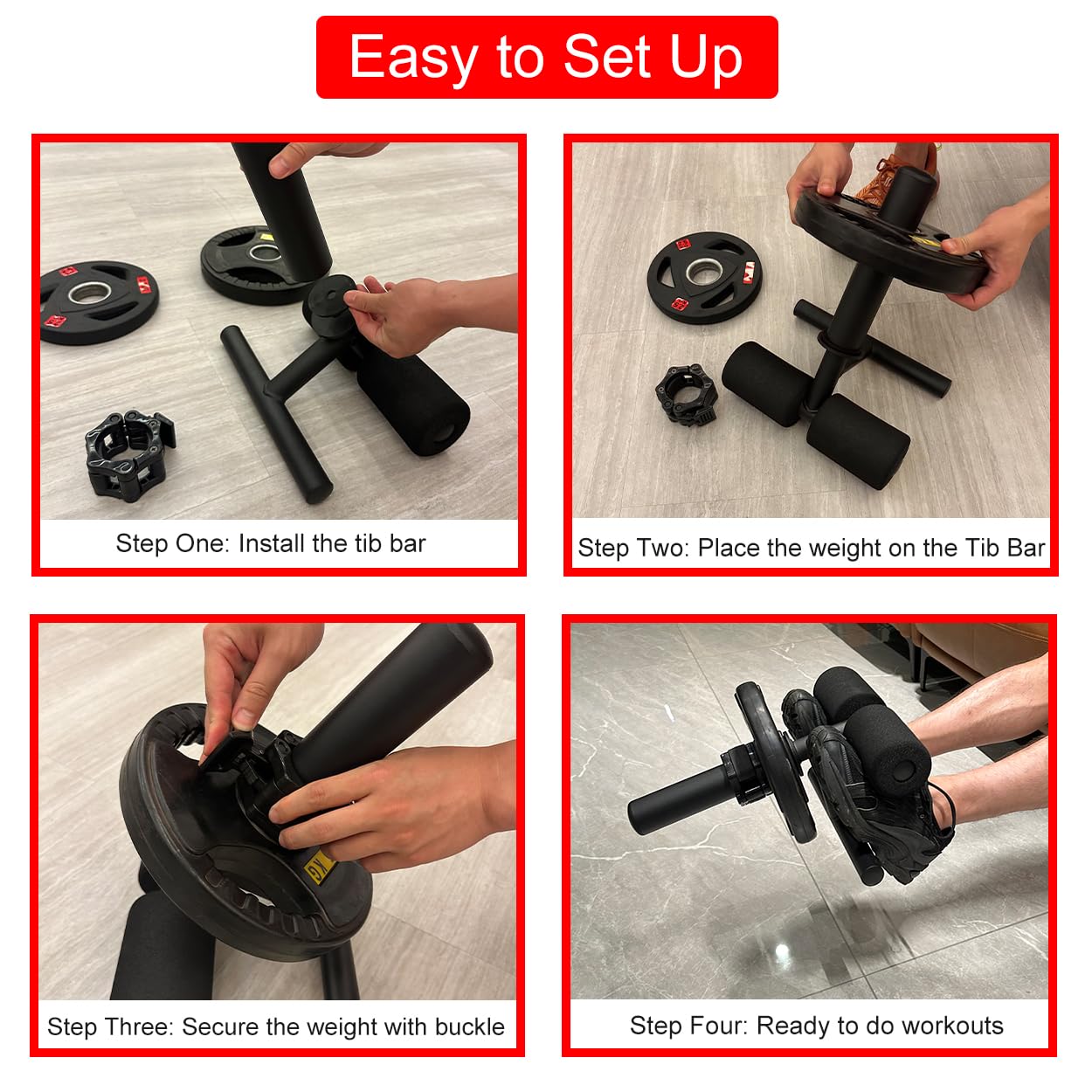 Tib Bar by SEWD – Tibialis Trainer for Calf and Shin Strength Training – Tibialis Anterior Training Equipment Fits 2" Weight Plates (Black)