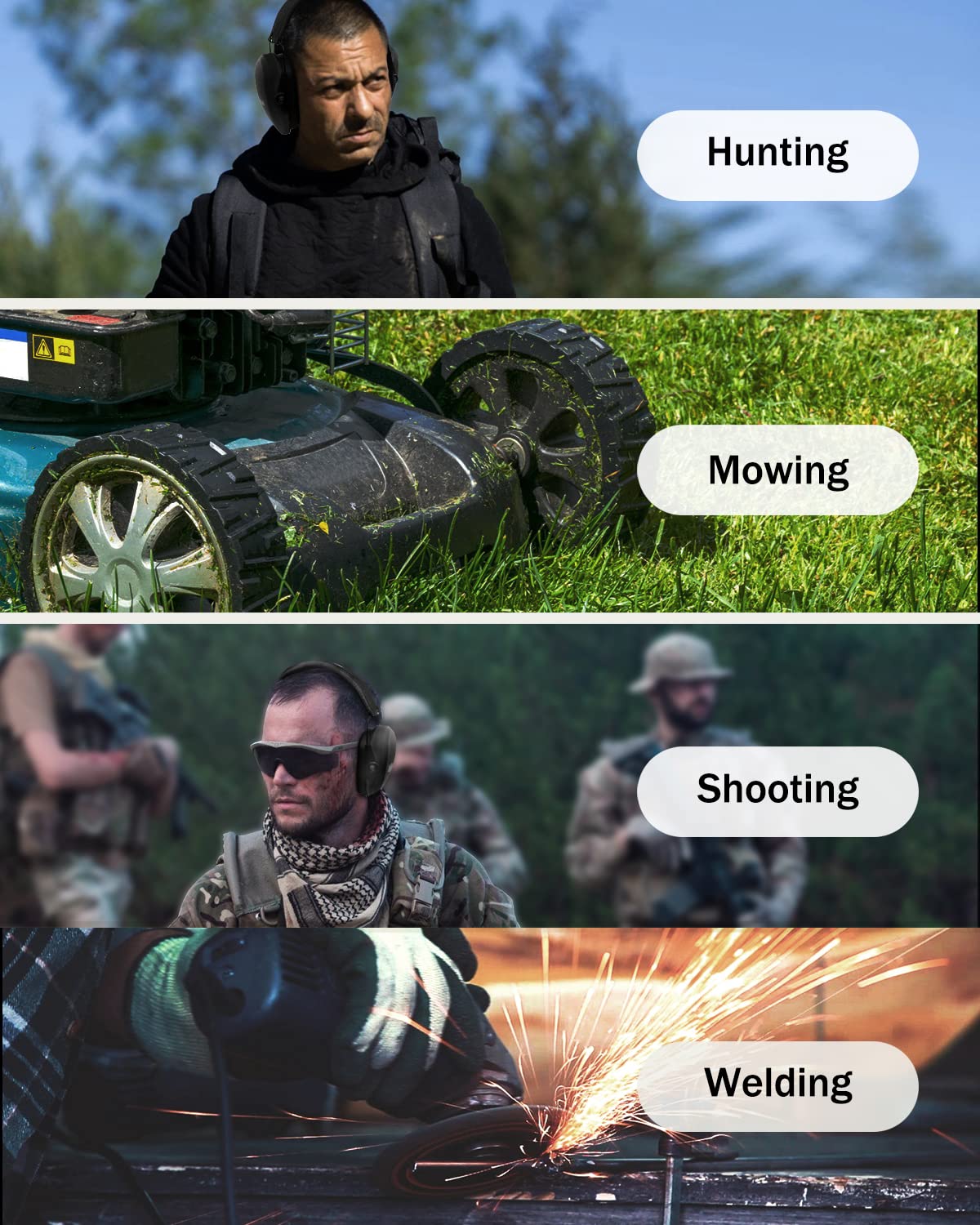 ZOHAN EM018 Shooting Ear Protection Noise Cancelling Safety Muffs NRR 27dB, Hearing Protection for Shooting, Hunting, Mowing