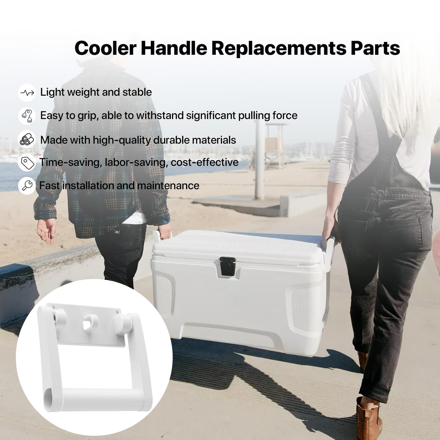 21025 Replacement Handles for Coolers,Compatible with 90-100 Qt Coolers,High Strength Plastic Handles & Screws Replacement Parts-2 Pack