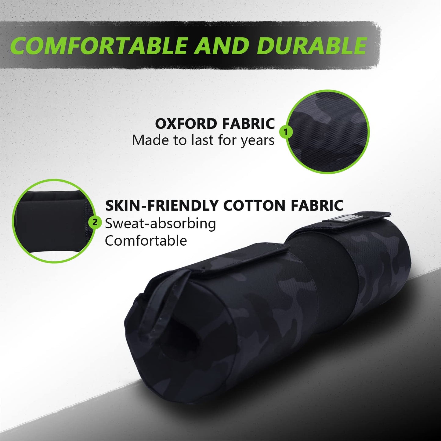 Barbell Pad Hip Thrust Pad Squat Bar Foam Cushion for Glute Bridges and Lunges Fitness Provides Support to Neck and Shoulders Oxford Fabric Cover Blue Camo Style with Straps and Anti-Slide Design