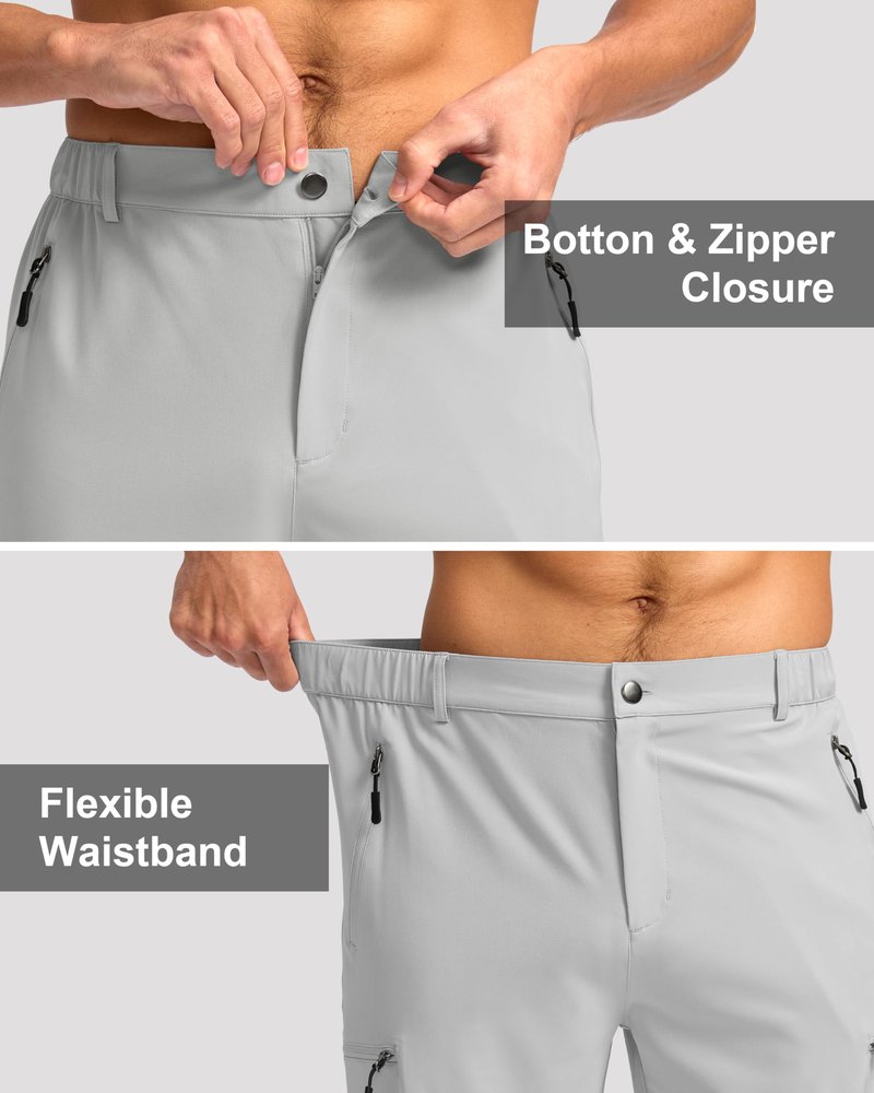 G Gradual Mens Hiking Cargo Shorts with 4 Zipper Pockets 9" Quick Dry Lightweight Casual Work Shorts for Men Golf Fishing(Bright Grey,XXL)
