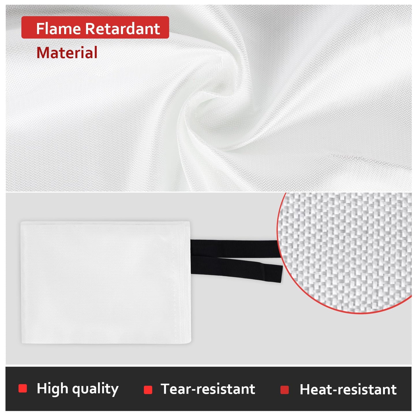 Kasutu 2 Pack Emergency Fire Blanket, 40"x40" Fiberglass Fire Suppression Blanket with 2 Hooks, Flame Prevention Supplies for Home Kitchen Office Car Camping Grill