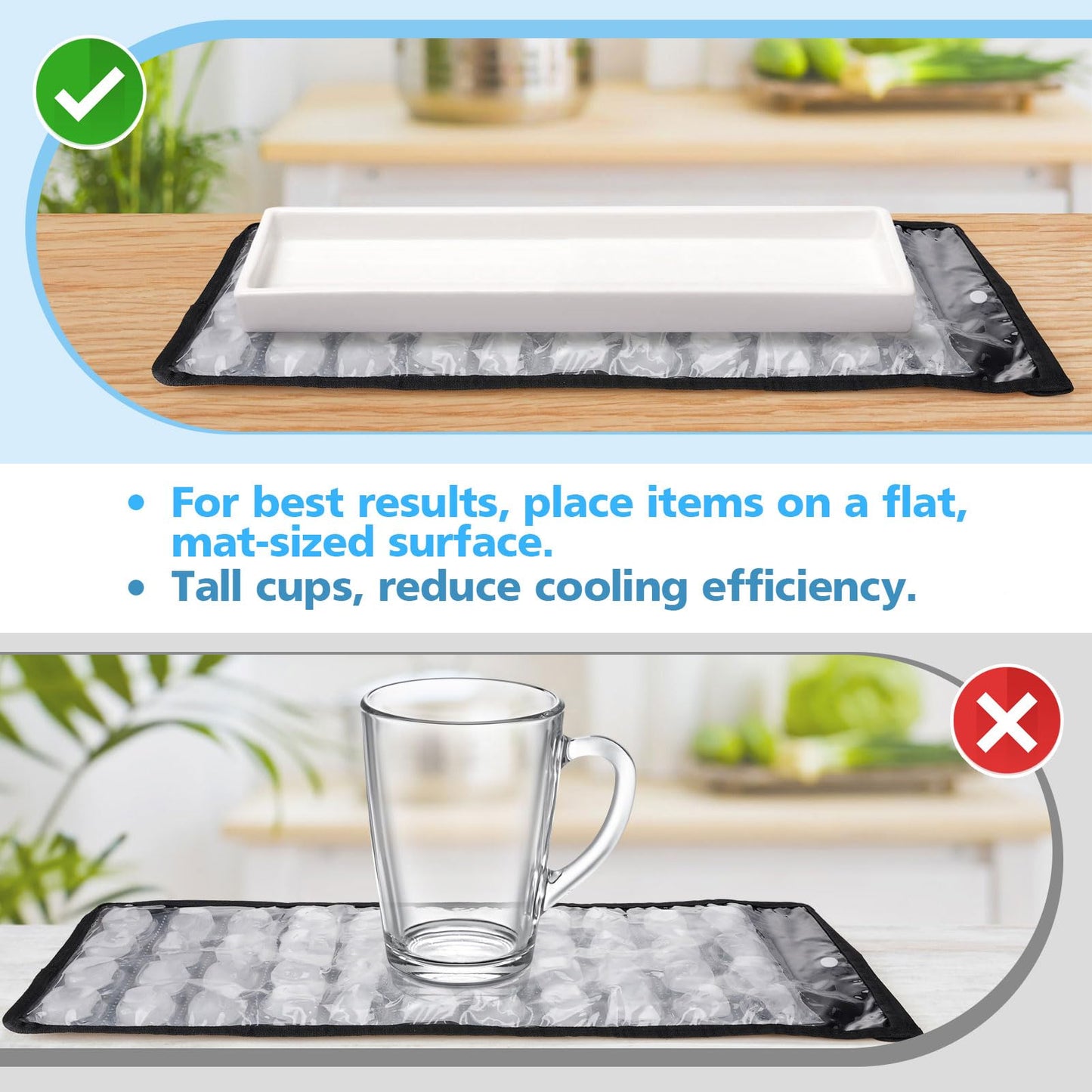 2 Pcs Reusable Cooling Mat for Keeping Food Fresh Outside Party - Flexible Ice Packs Blankets Keep Meat Cold, Replacement Freezer Mat Chiller for Camping Coolers