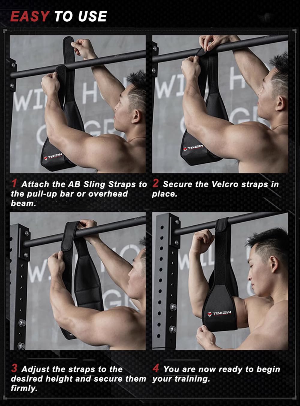 TAVIEW Ab Slings Straps Portable for Pull Up Bar Hanging Leg Raiser Fitness