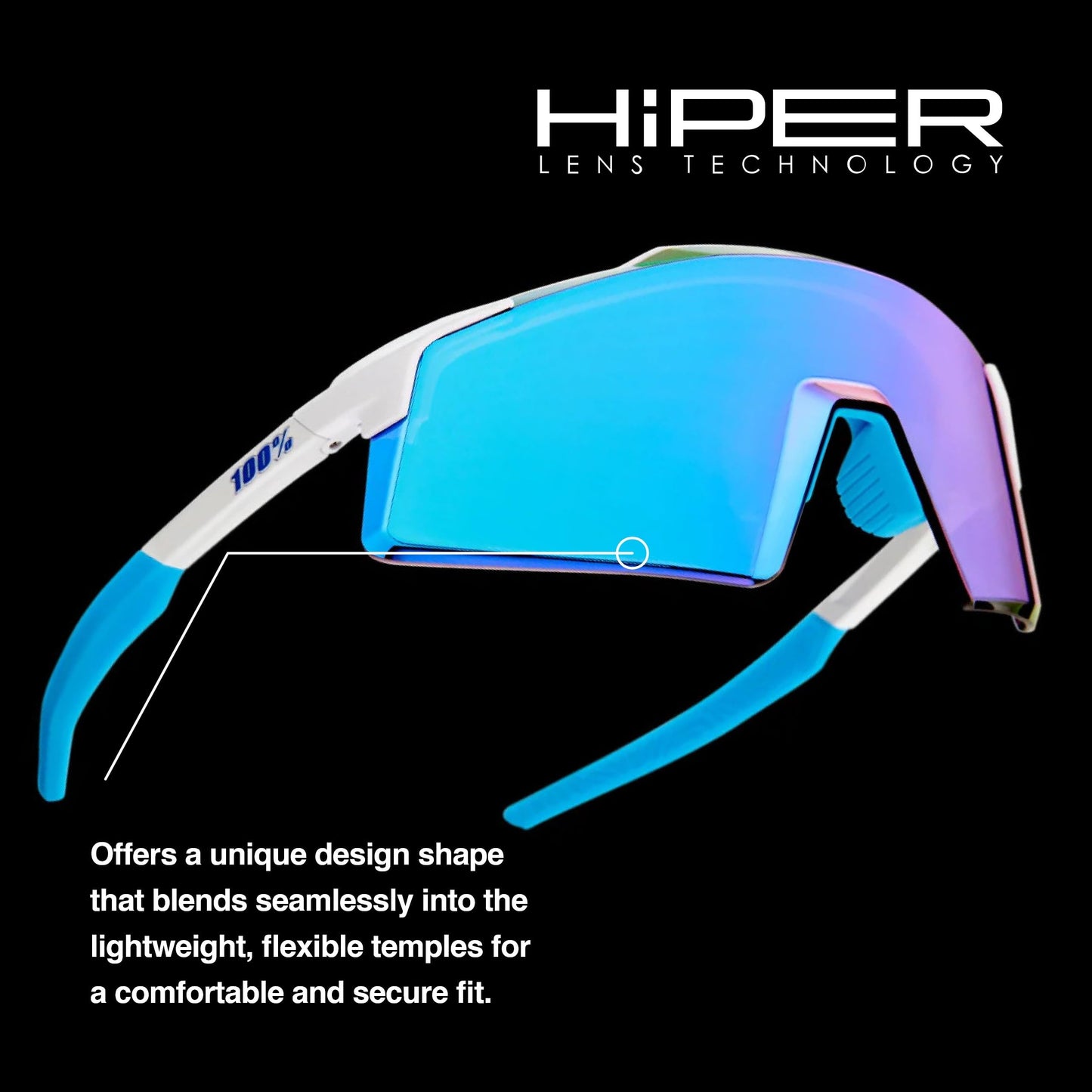 100% AEROCRAFT Sunglasses - Scratch-Resistant Lens - Lightweight and Durable Sunglasses for Outdoor Sports - Soft Tact Black, HiPER Red Multilayer Mirror