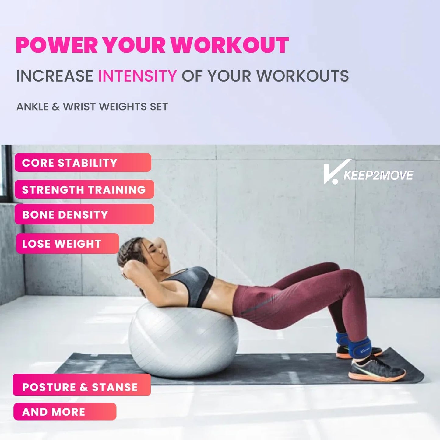 KEEP2MOVE Ankle Weights Set of 2 (0.65Lb/1Lb/2Lbs Each) For Women & Men Kids With Adjustable Strap - Roll Type Wrist Weights for Strength Training, Jogging, Pilates, Yoga, Pilates, Gym, Running, Fitness, Cardio