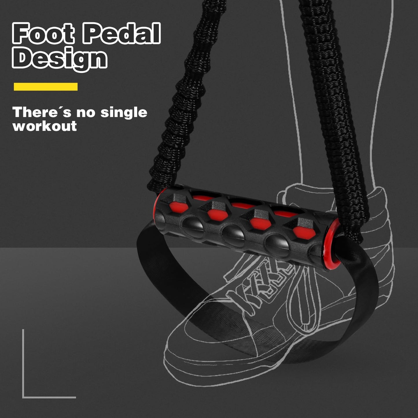 8-Shaped Resistance Band of 45 lbs, Detachable Buckle Hooks, Honeycomb Grips & Foot Pedal for Shoulder, Chest & Leg Training - Yoga Rope, Figure 8 Fitness Resistance Bands with Handles