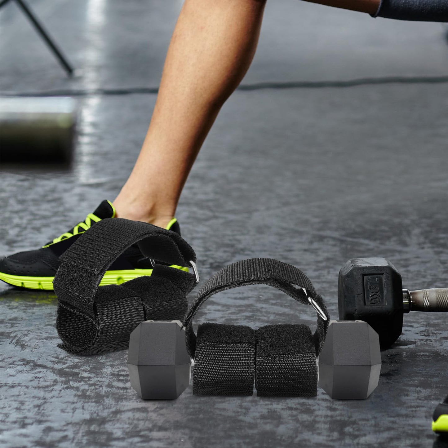 Kisangel 2Pcs Dumbbell Foot Attachment, Foot Weight Lifting Adjustable Ankle Straps Leg Lifting Weight Holder For Gym Workouts Strength Training