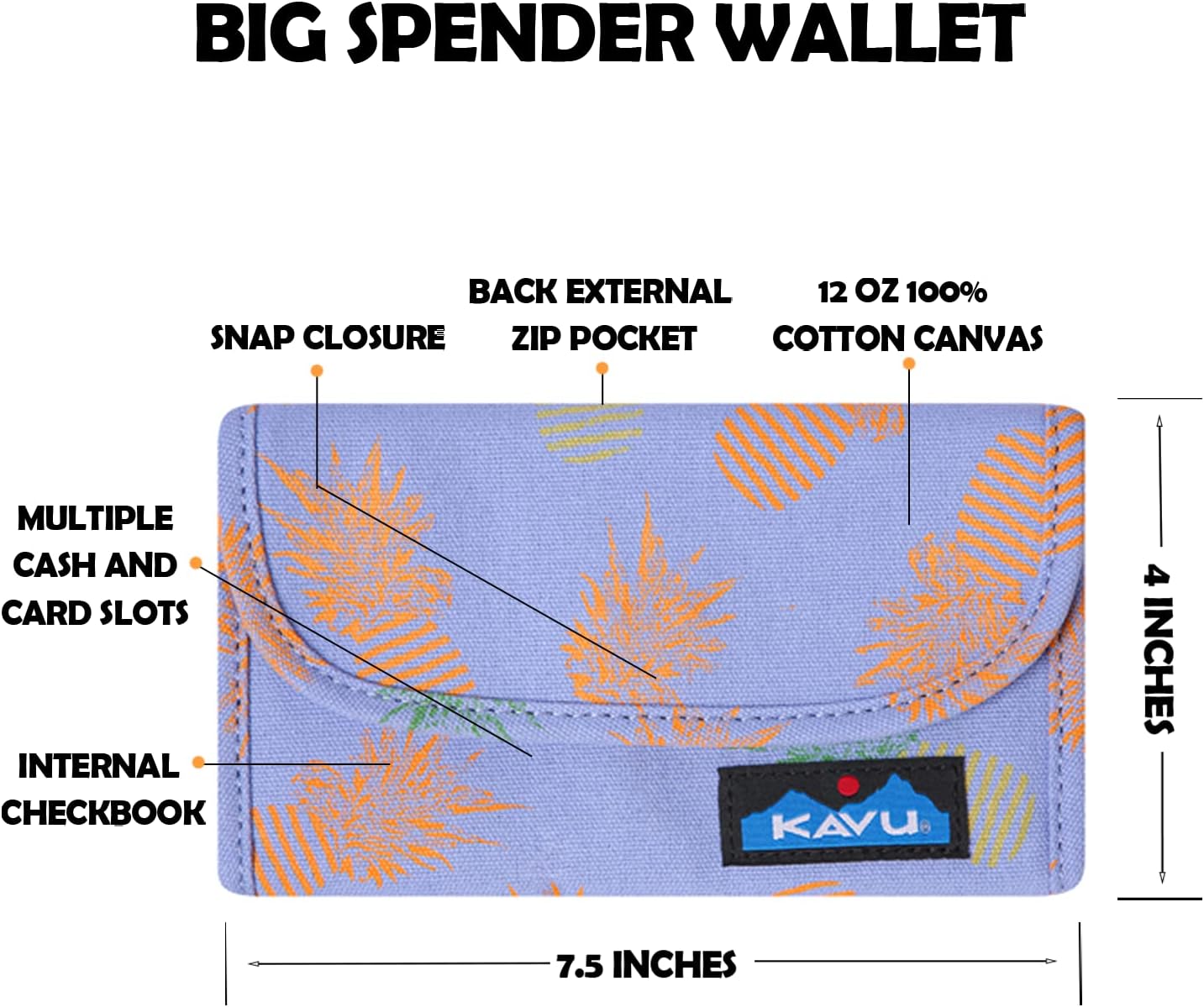 KAVU Big Spender Tri-fold Wallet Clutch Travel Organizer