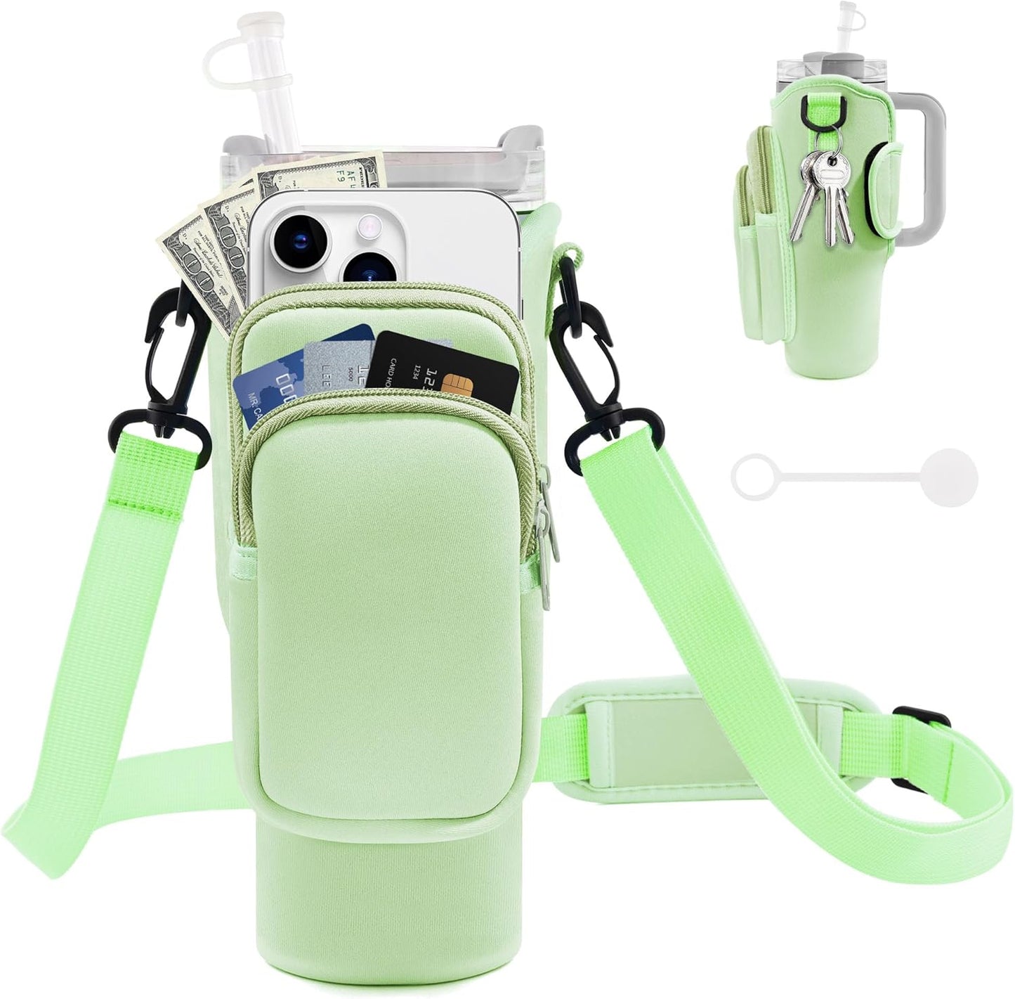 Water Bottle Carrier Bag for Stanley Cup 40/30 Oz | Adjustable Strap & Phone Pocket