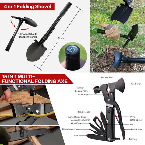 Survival Kit,222 PCS Emergency Survival Gear First Aid Kit with Molle System Compatible Bag Outdoor Camping Gear Emergency Kit for Hunting,Hiking,Fishing, Gifts for Men Women