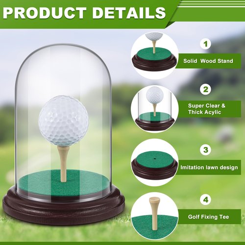 CroBlissful Golf Ball Display Case Hole in One Acrylic Golfball Memorabilia Display Holder with Wood Base Clear Dust Protection Transparent Storage Box for Single Golfball Baseball Case