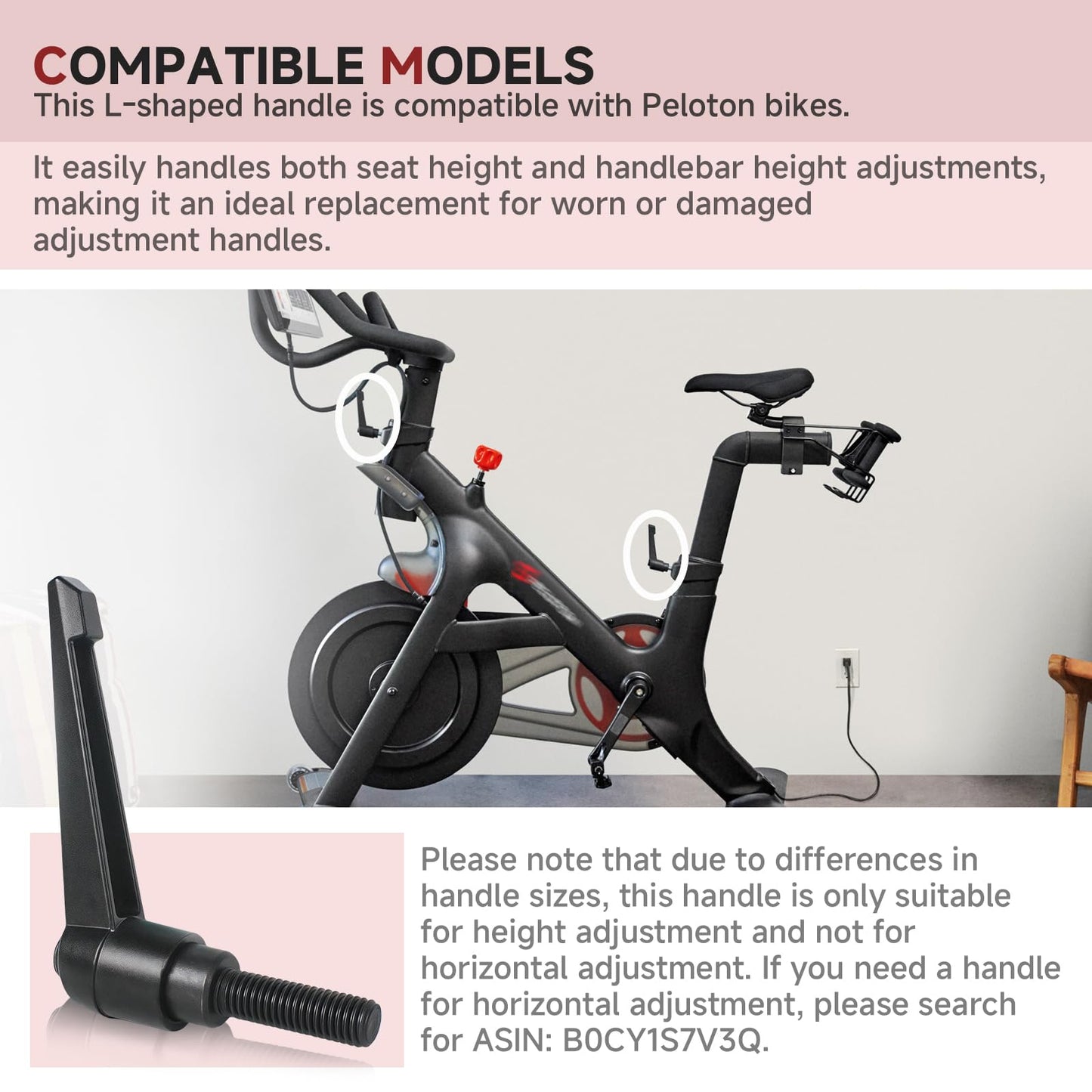 MUGLFPT Exercise Bike Seat and Handlebar Height Adjustment Handle Replacement Part - Compatible with Peloton Bikes, Adjustable Alloy L-Shaped Handle Accessory for Seat and Handlebar Height Adjustment