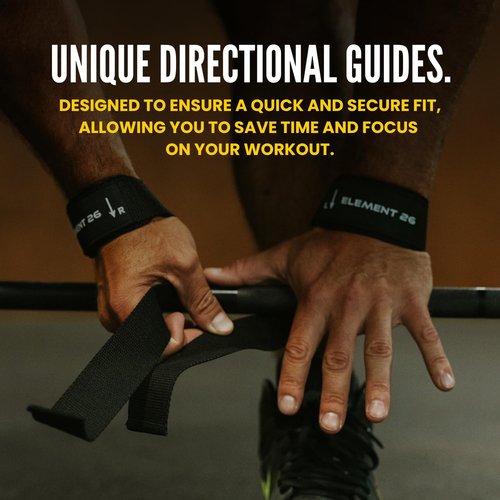 Element 26 Lifting Straps (Pair) With Guide - Wrist Straps For Weightlifting, Bodybuilding, Powerlifting, Strength Training, & Deadlift Support - Gym Straps For Men And Women