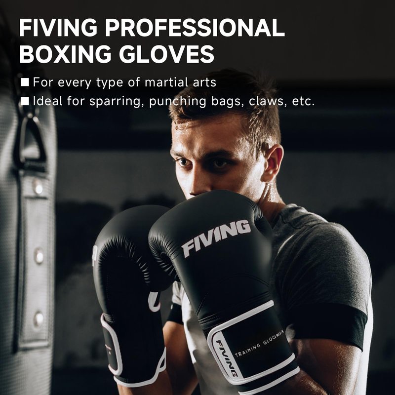 Boxing Gloves for Men and Women, Pro Training Sparring Muay Thai Gloves, Adults Heavy Punching Bag Gloves for Boxing Kickboxing Mixed Martial Arts MMA (Black-White, 10oz)