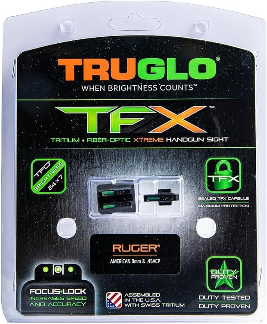 TRUGLO TFX Handgun Sight | Durable Shock-Resistant Compact Brightly Glowing Tritium & Fiber-Optic Xtreme Day/Night Sight for Handguns