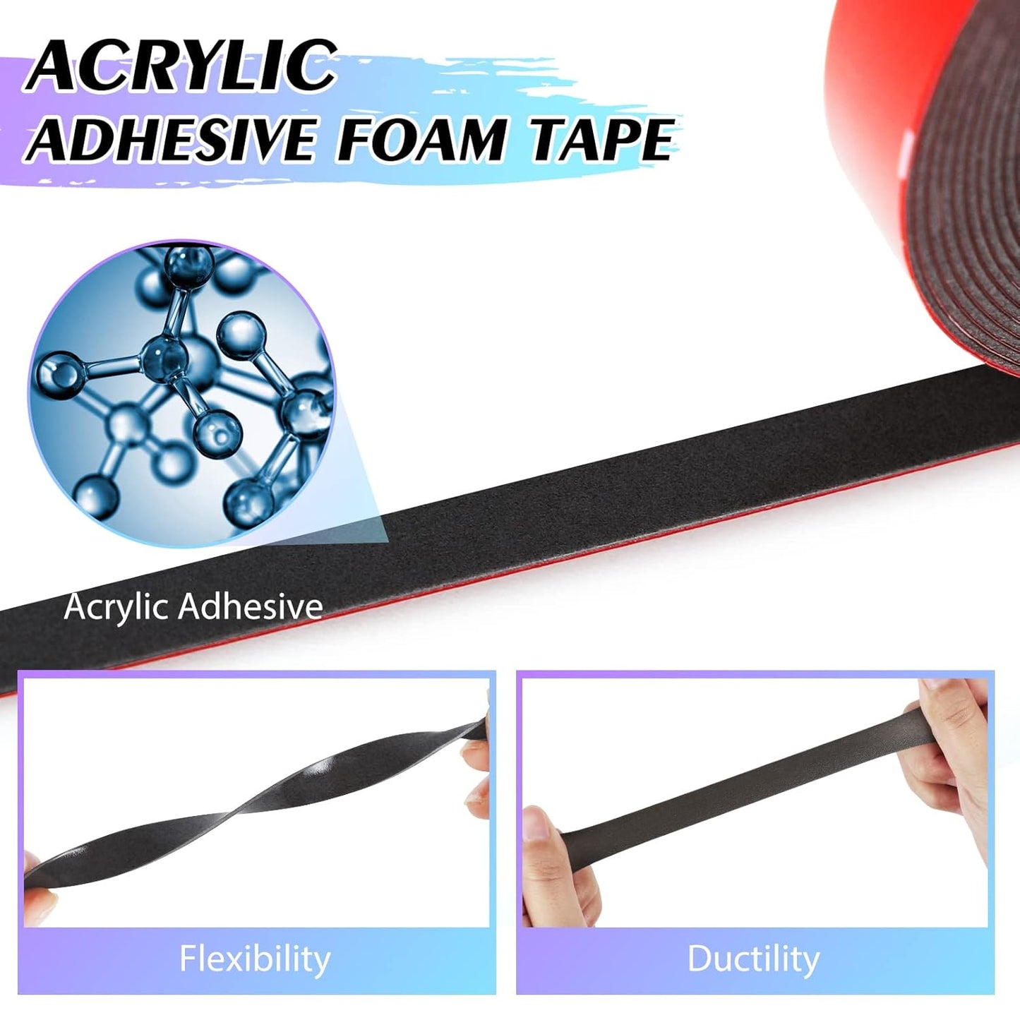 EMITEVER Double Sided Tape 33FT x 0.4IN Mounting Tape