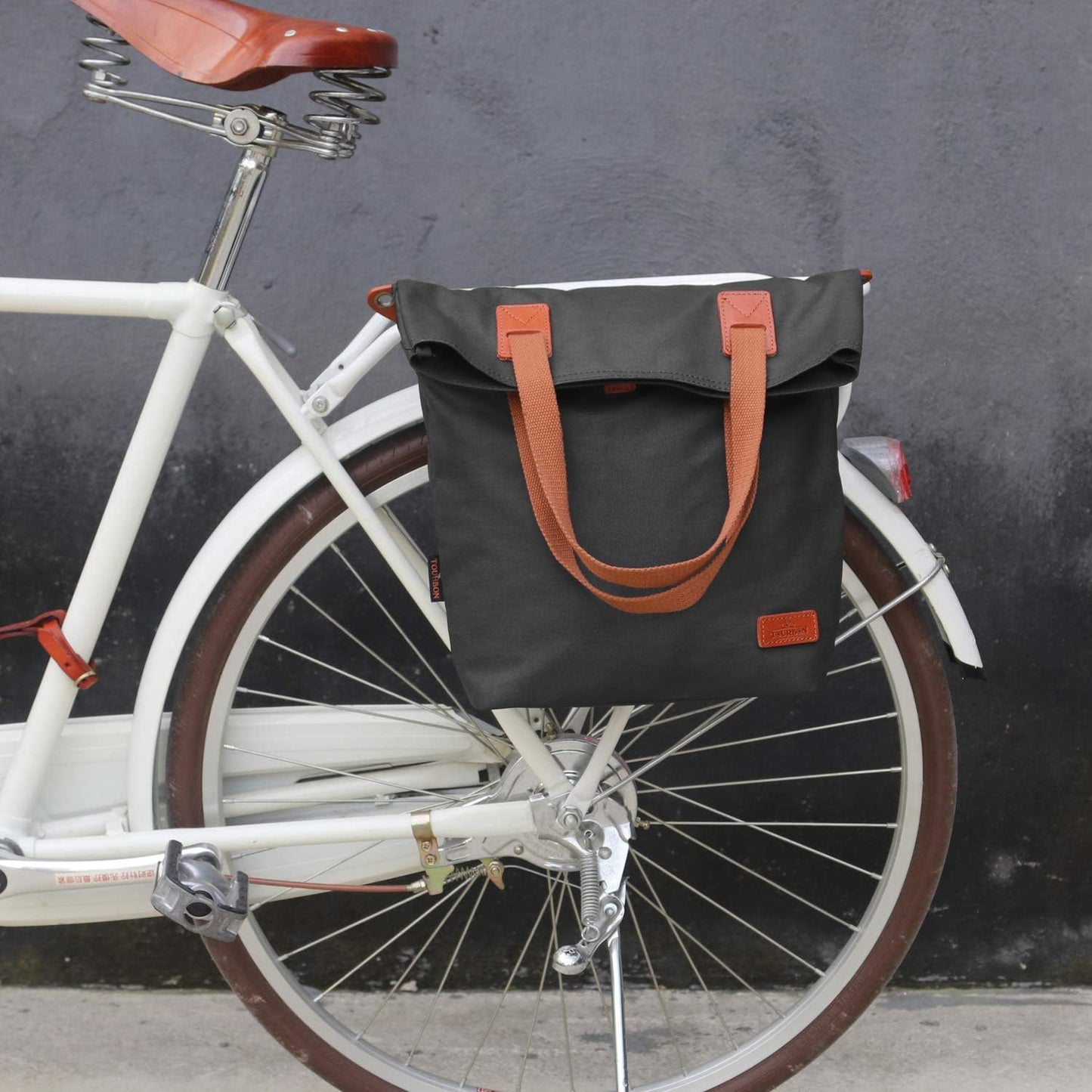 TOURBON Canvas Clip-On Quick-Release Bike Panniers Women's Shoulder Tote Bag
