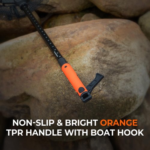 KastKing Brutus Fishing Net with Boat Hook, Foldable, Extendable, Lightweight & Strong Fish Landing Net, Non-Slip & Bright Orange TPR Handle, Fishing Gift for Men