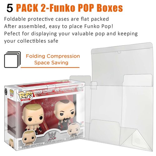 Clear Plastic Protector Case for 2-Pack-Funko-Pop Figures, Protector Case Compatible with Funko Pop 2-Pack Figures Boxes- 5 Pack
