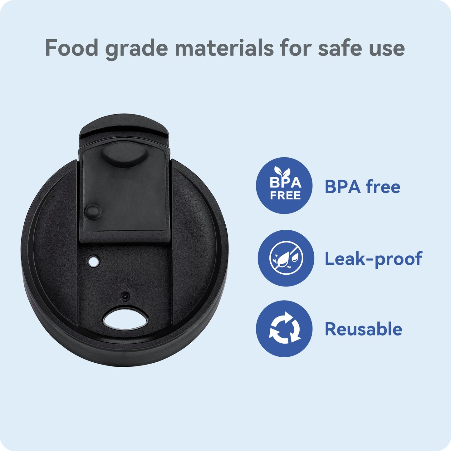 Prurex Flip Lid for Hydro Flask 12 16 18 20 32 40 64 oz Wide Mouth Bottle,Replacement Lid for Hydroflask,Thermoflask,Iron Flask and More 2.28" Wide Mouth Bottles(Black 1 Pack)