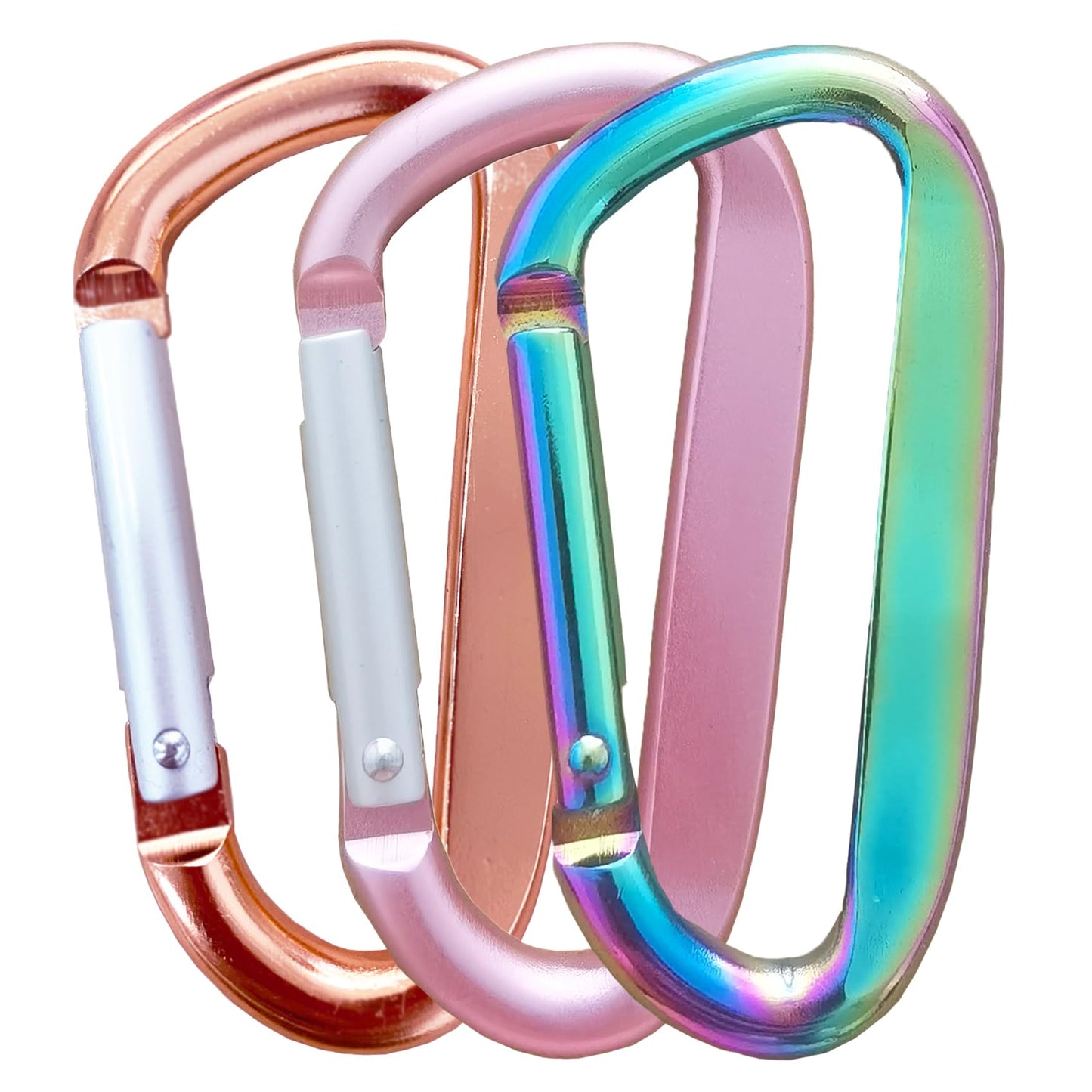 Cute Carabiner Clip, 3" Aluminum Alloy Caribeener D Ring, Spring Snap Hook for Keychain Clip(2pack Colorful)