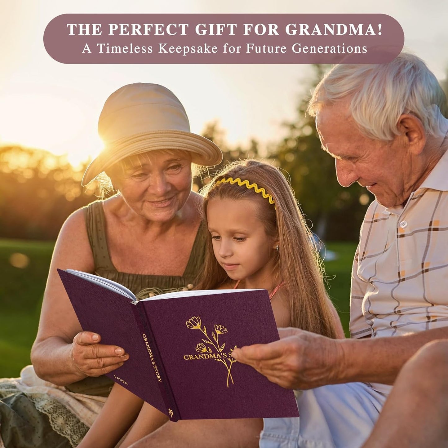 Lanpn Grandma Life Story Book Journal with 260+ Prompts, Linen Hardcover Grandmother Guided Journal Memory Keepsake Book to Fill Out, Birthday Mother's Day Christmas Gift for Grandmas, Purple