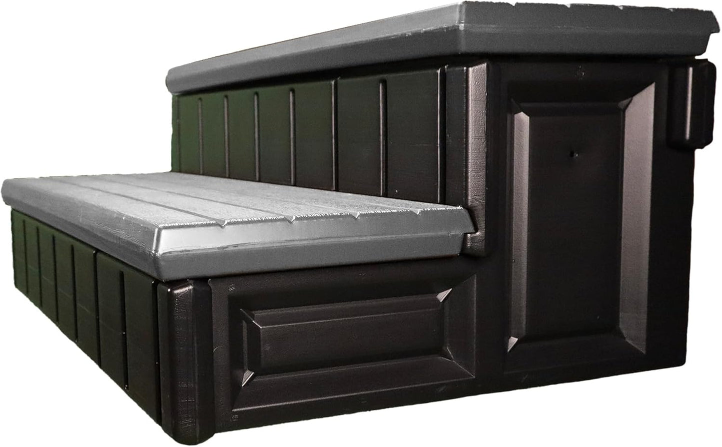 Confer Plastics Two Tier 36" Wide Deluxe Hot Tub Step. Non-Skid Spa Steps, Easy Installation, Sturdy, Long Lasting Upgrade to Your Space. Proudly Made in USA. - Espresso