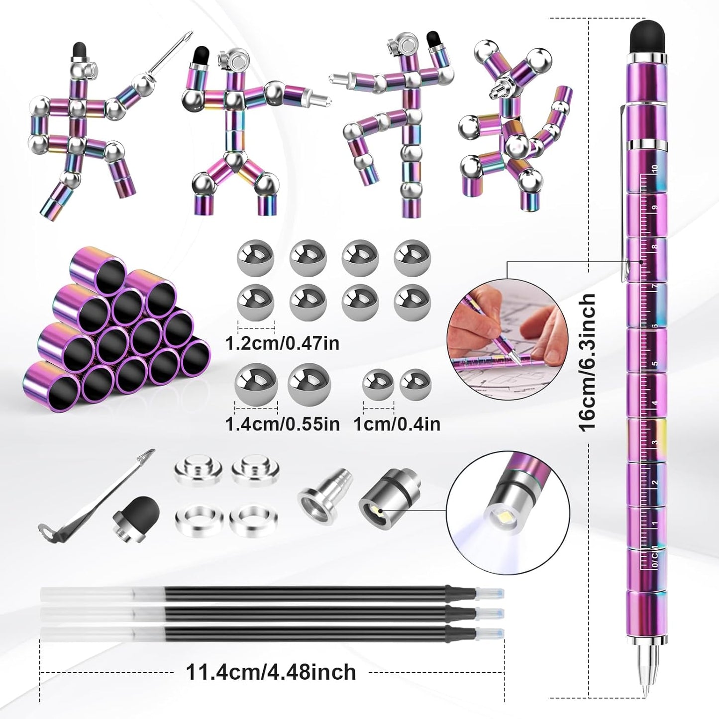 Gifts for Men Fidget Pen, Stocking Stuffers for Teens, White Elephant Gifts for Adults, Anniversary Birthday Gift for Men Him Husband Teenage Boy Brother, Mens Gift for Christmas Multifunction Pen