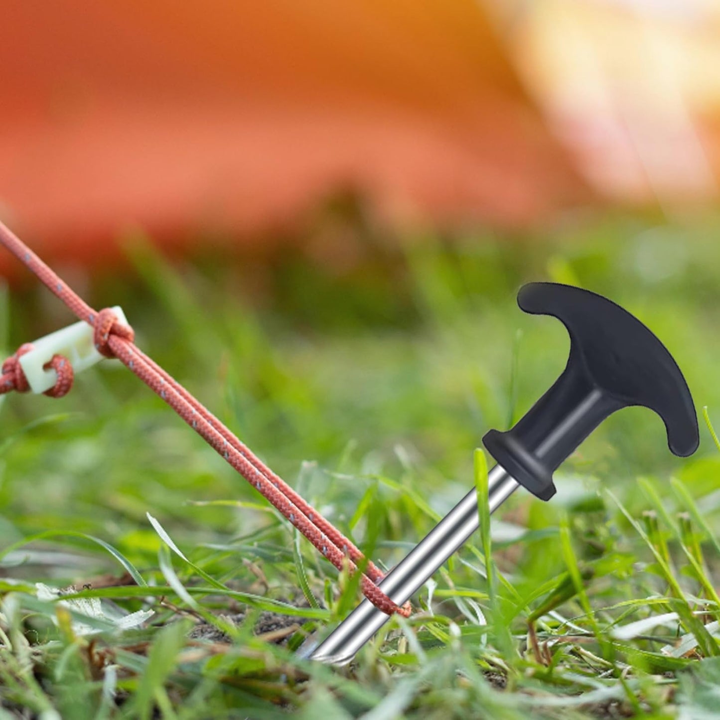 12pcs Heavy Duty Tent Stakes AVOFOREST 8 inch Tent Stakes Portable Camping Stakes for Camping Patio, Garden, Canopies, Grassland, Outdoor Black