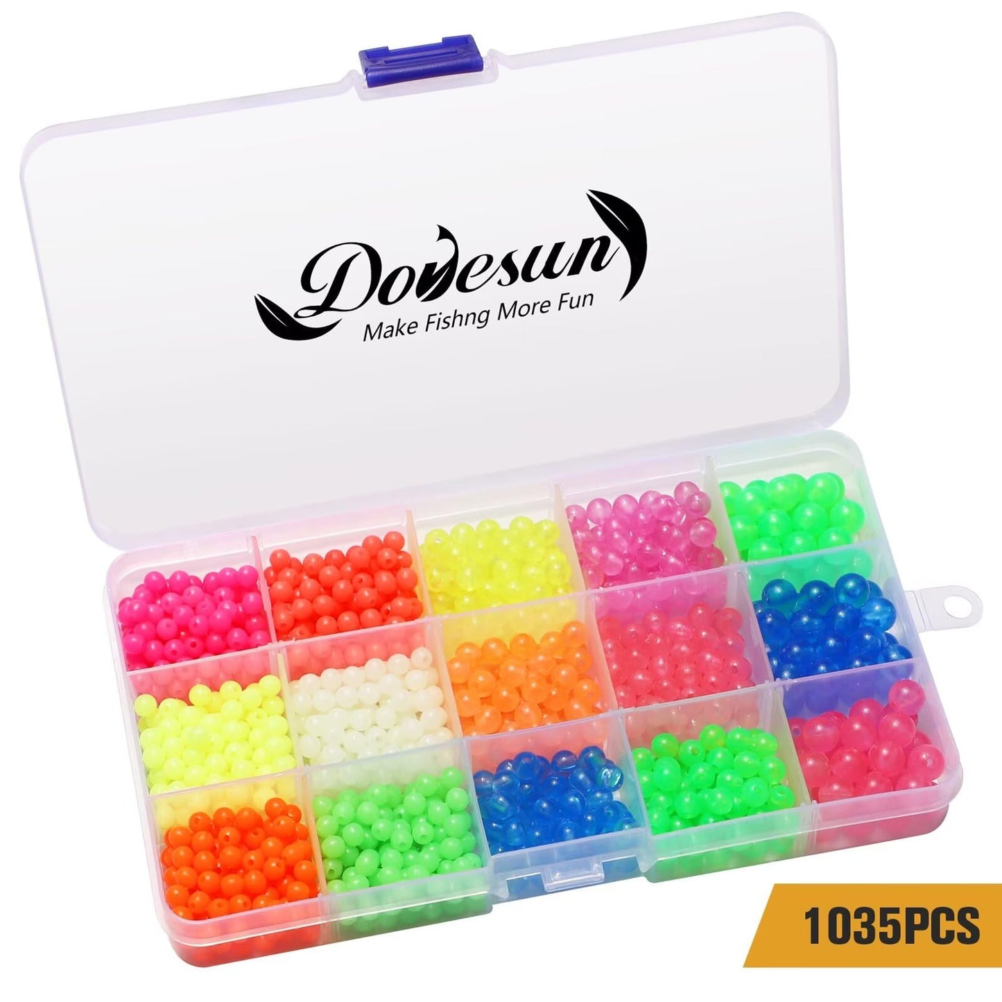 Dovesun Fishing Beads Fishing Line Beads Glow in Dark Fishing Beads for Saltwater Colorful Floating Beads for Fishing Rigs Fishing Bait Eggs 12 Colors B-5mm6mm8mm/0.2in0.24in0.32in(1035pcs)