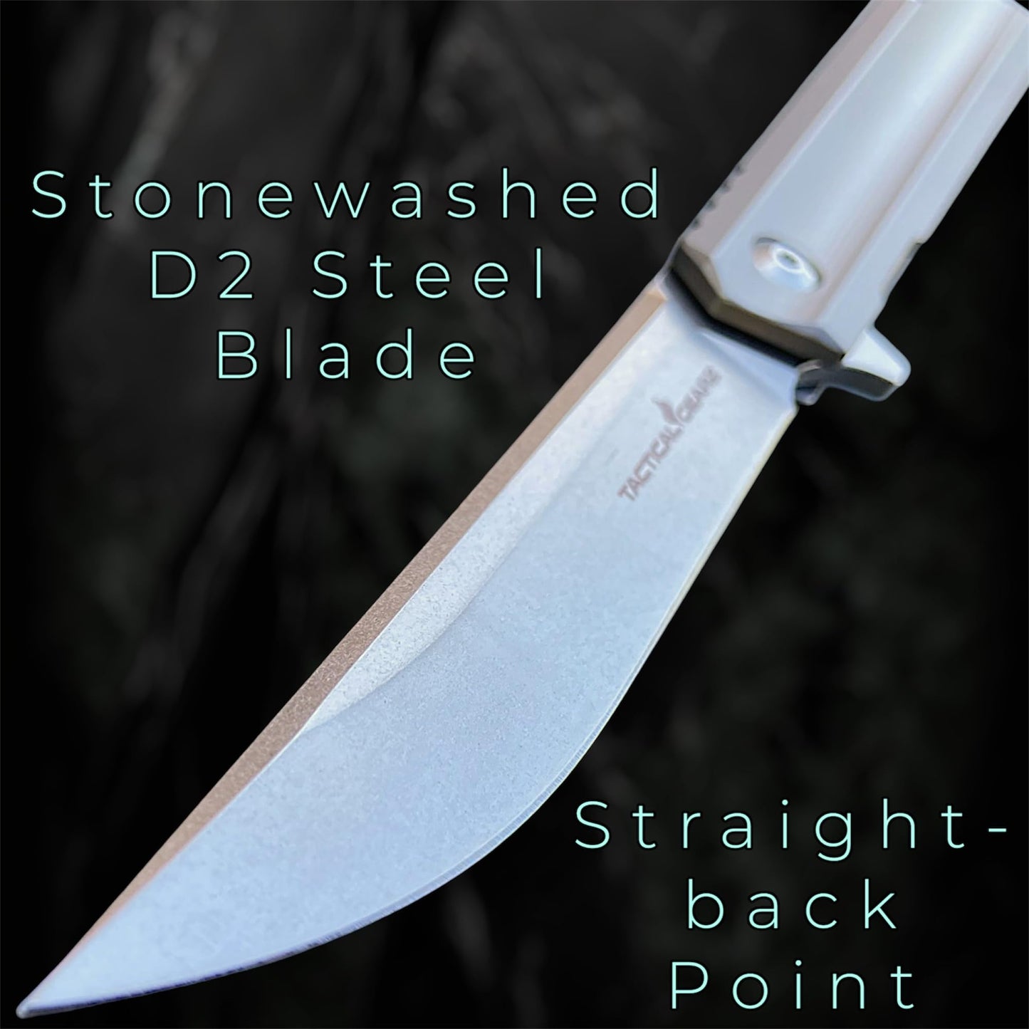 TACTICAL GEARZ Titanium Pocket Knife for EDC, Solid Tc4 Titanium Handle, Stonewashed D2 Steel Blade, Includes Sheath (Titan)
