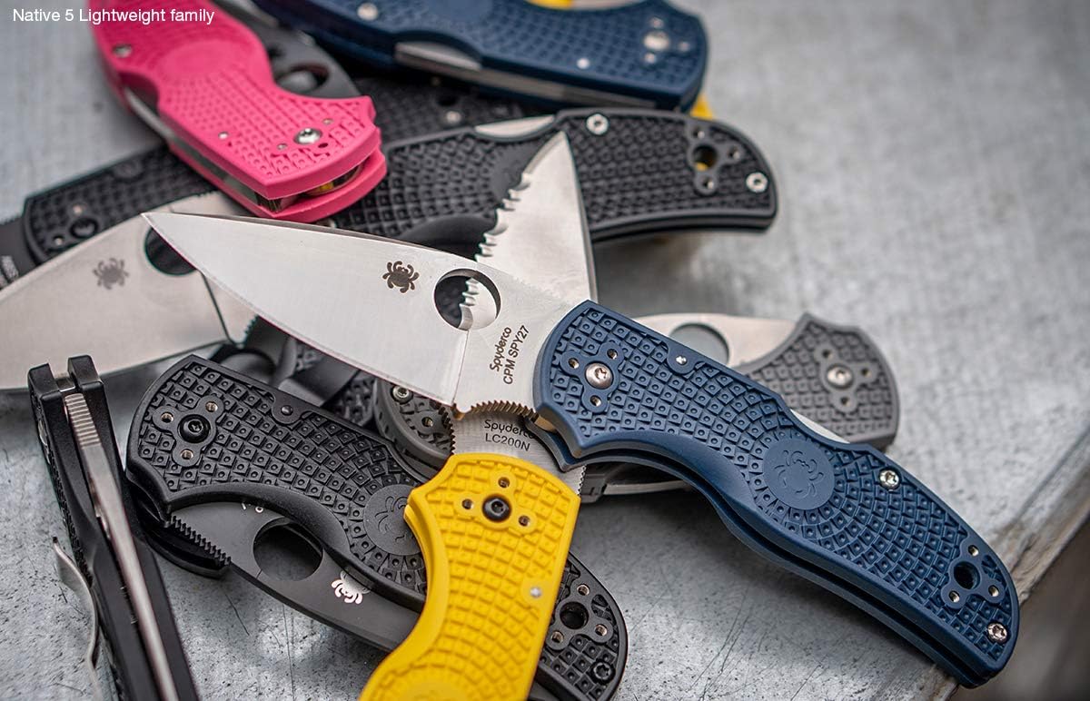 Spyderco Native 5 Lightweight Signature Knife with 2.95" CPM S110V Steel Blade and Dark Blue FRN Handle - PlainEdge - C41PDBL5