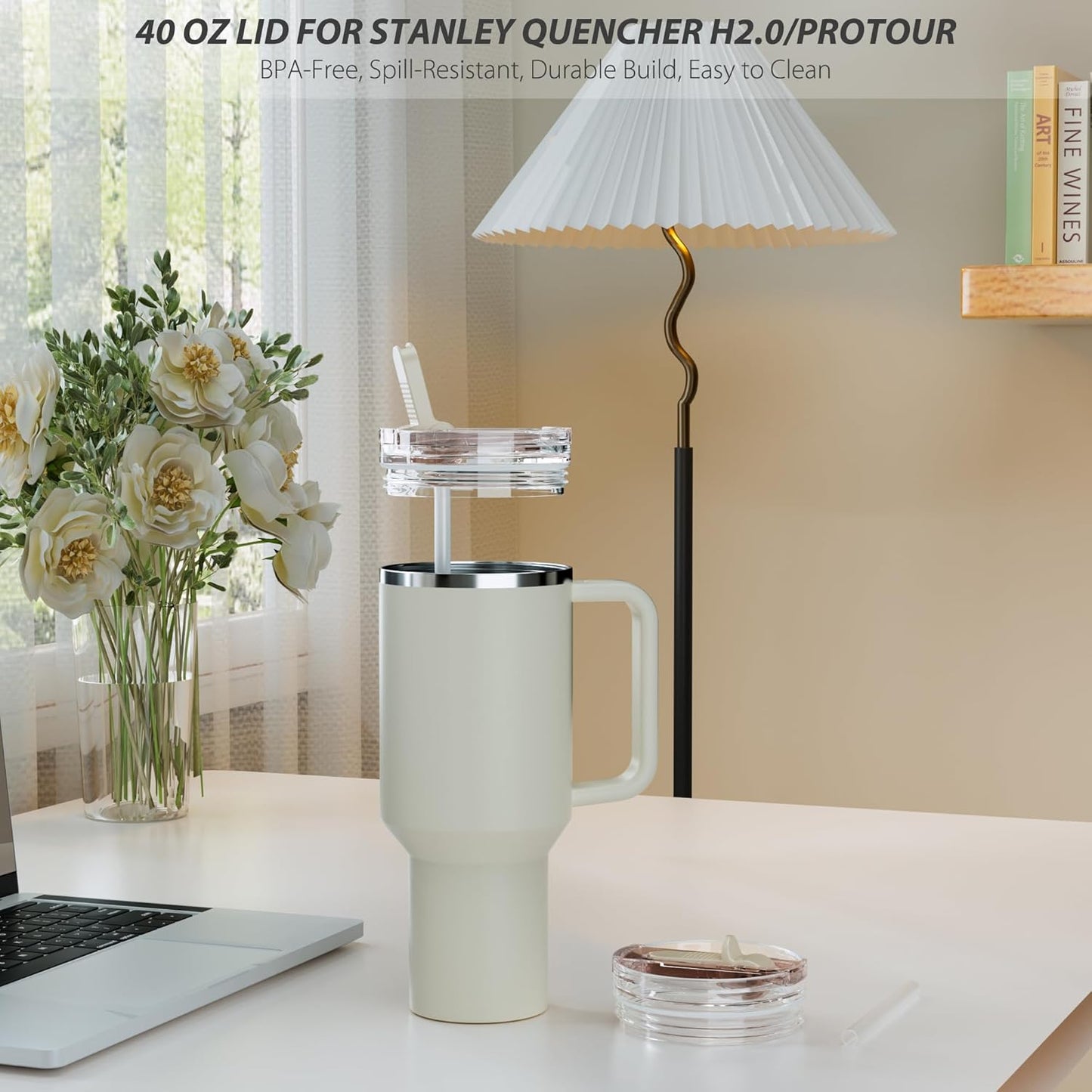 Stanley 40 Oz Quencher H2.0 | 2-Pack Leakproof Replacement Lid – Black