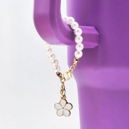 2PCS Flower Shaped Letter Chain Accessories for Stanley Cup Personalized Name ID Letter Chain Accessories for Stanley Tumbler