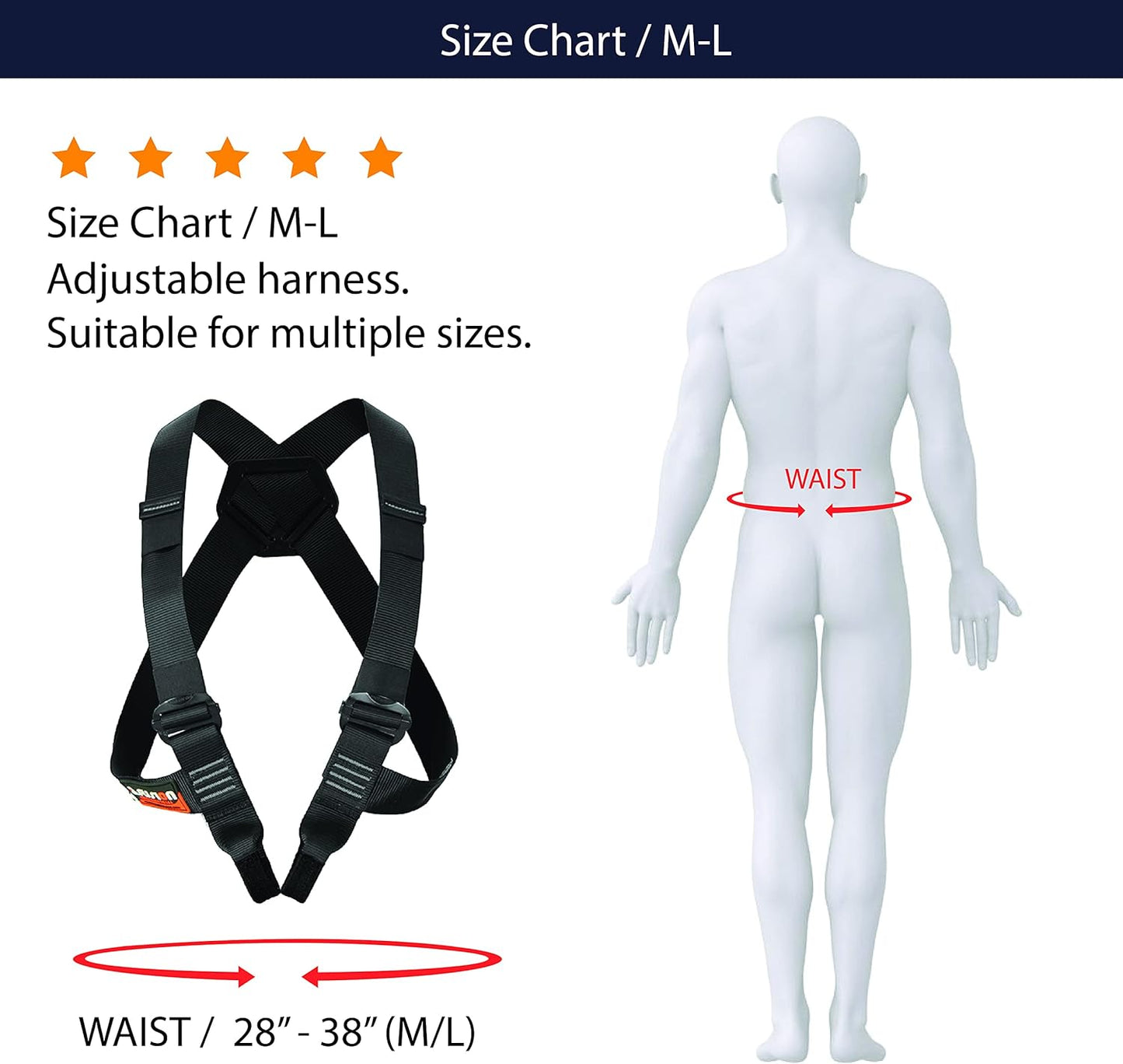 Fusion Climb Chest Harness Stika - (5,000 LBS Rated) Heavy Duty Chest Harness for Hiking, Tree Climbing, Ziplining, Rock Climbing, Rappelling