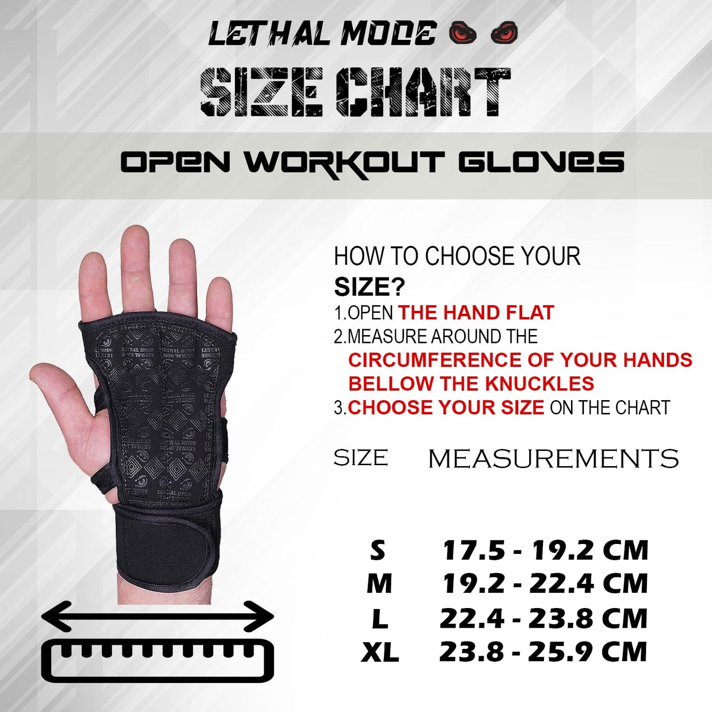 LETHAL MODE Workout Gloves for Men & Women – Fingerless Weight Lifting Gloves with Wrist Support for Gym, Crossfit, and Exercise – Durable Grip for Weightlifting, Cycling & Training (D1, X-Large)