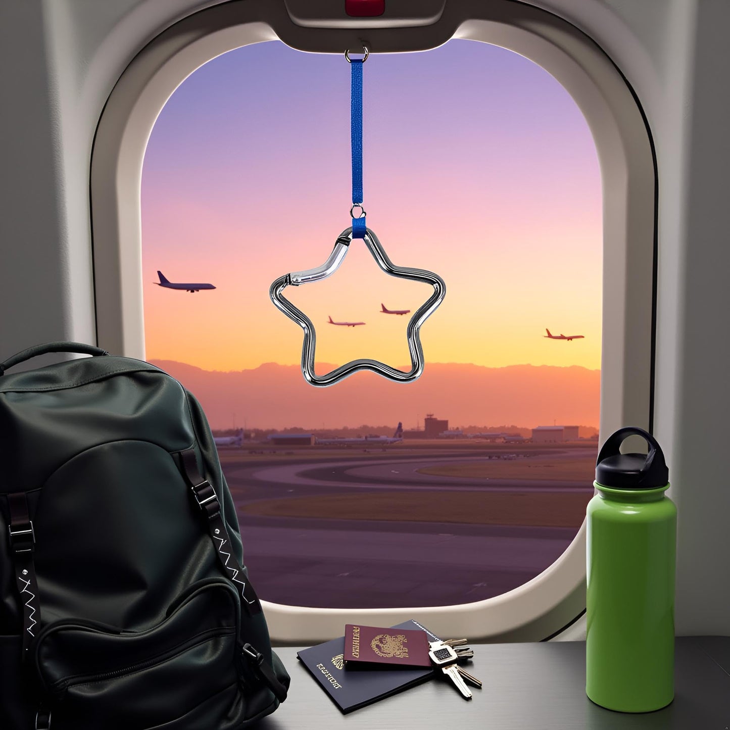 2Pcs Gray Color Carabiner Clip, Star Shaped Climbing Buckle, Aluminum Alloy Heavy Duty Keyring Hook for Camping Fishing Hiking Traveling Aluminum Key Chain Clip Accessories Outdoor, Car Keychain
