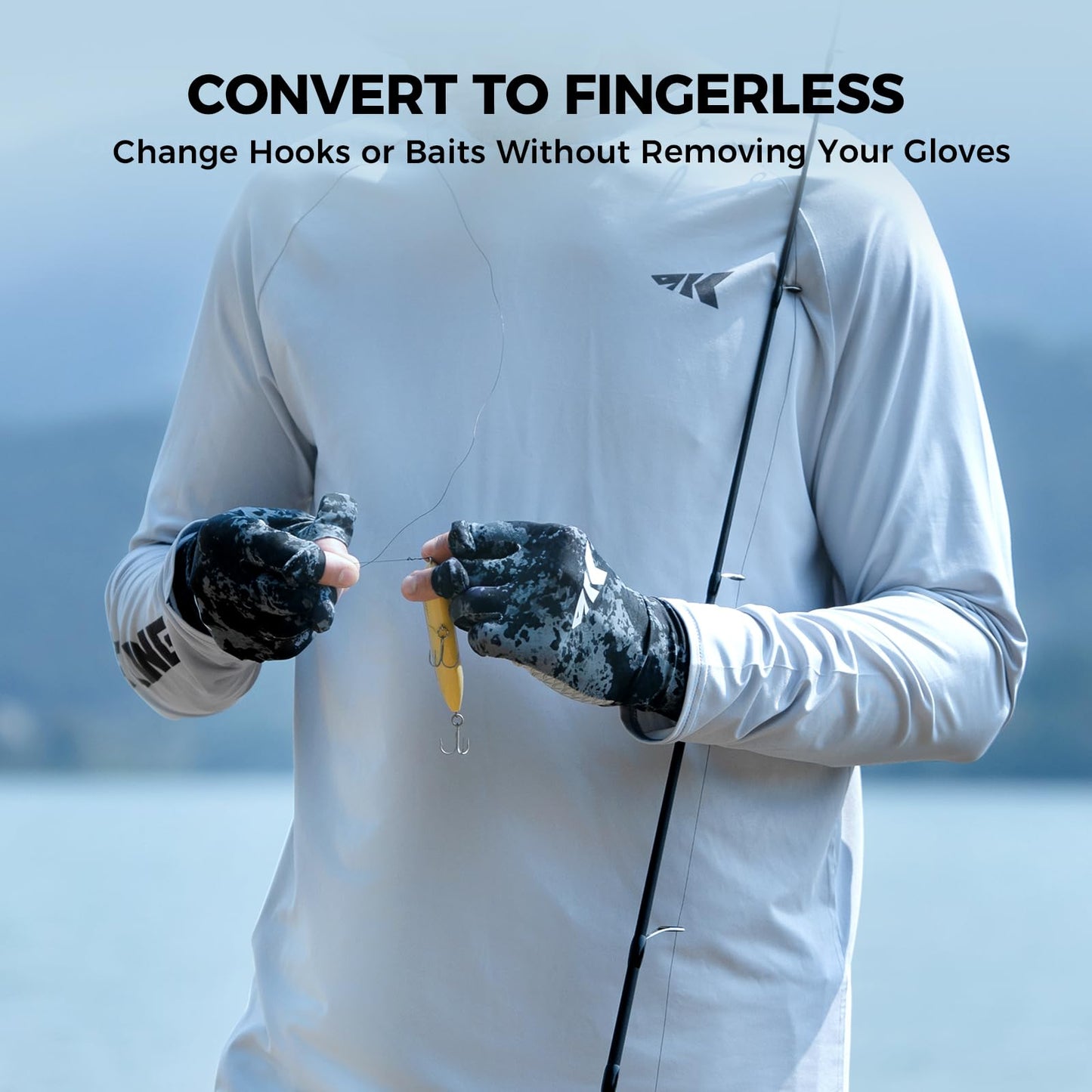 KastKing La Sal Pro Full Finger Fishing Gloves, UPF 50+ Sun Protection Gloves with Convertible Design, Ultralight Microfiber, Ultra-Soft Comfort, FrostWeave Cooling, Enhanced Grip, Four Sizes Options