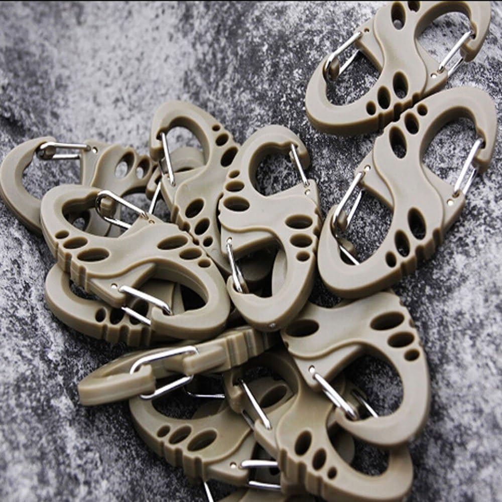 yueton 18 Pcs 50mm Plastic Clip Snap Hook Dual Buckle Keychain For Hiking/Camping/Outdoors Fishing/Backpack Gear