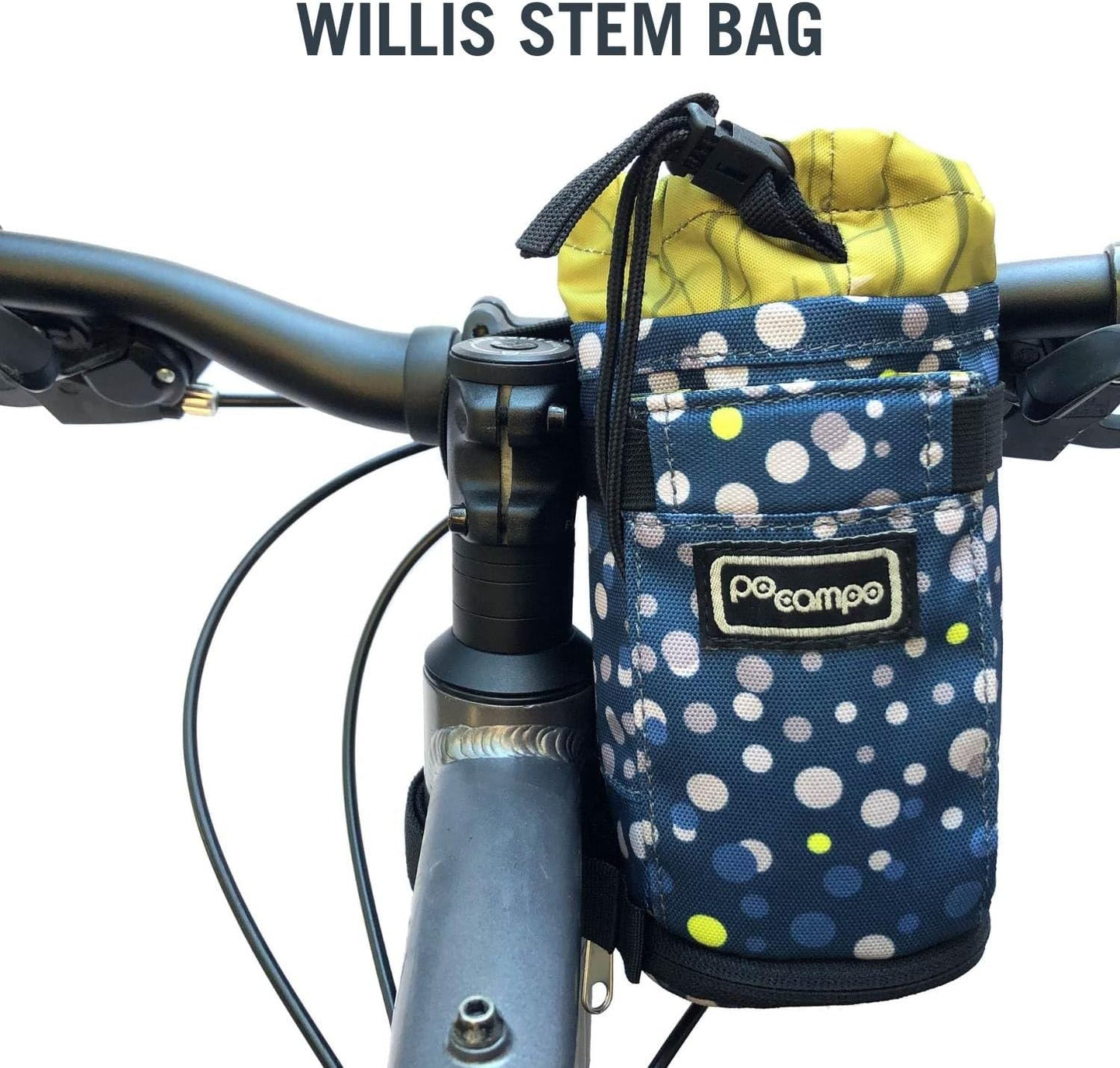 Po Campo Bags Bike Accessories – Willis Stem Bag – Bicycle Stem Pouch for Bike Handlebar Bag – Drawstring Feed Bag for Cycling and Bikepacking (Meadow)