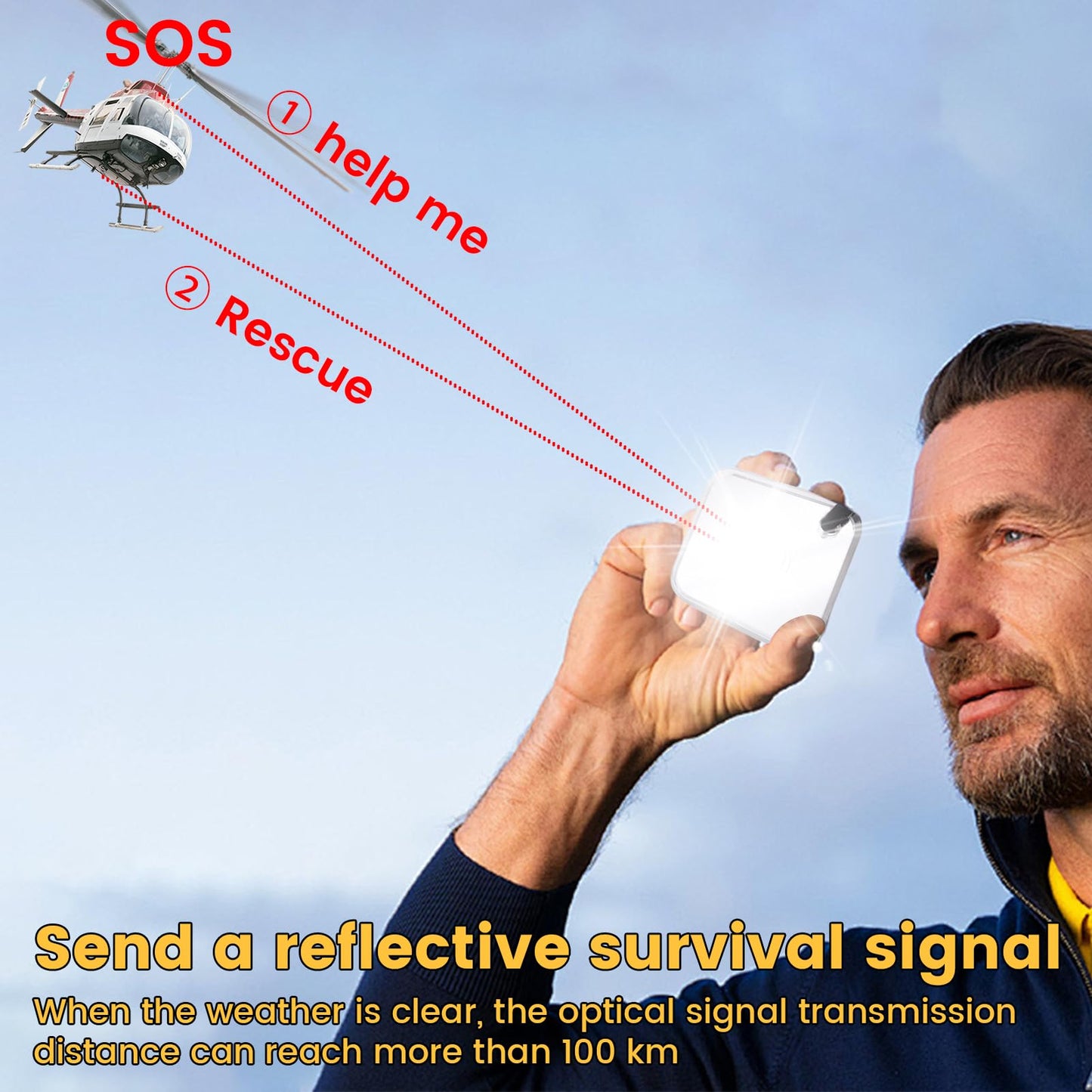 2.3 Inch Signal Mirror Survival Reflective Mirror with Aim Indicator & Whistle, Outdoor Survival Military Grade SOS Rescue Emergency Mirror for Hiking, Camping, Backpacking (A)