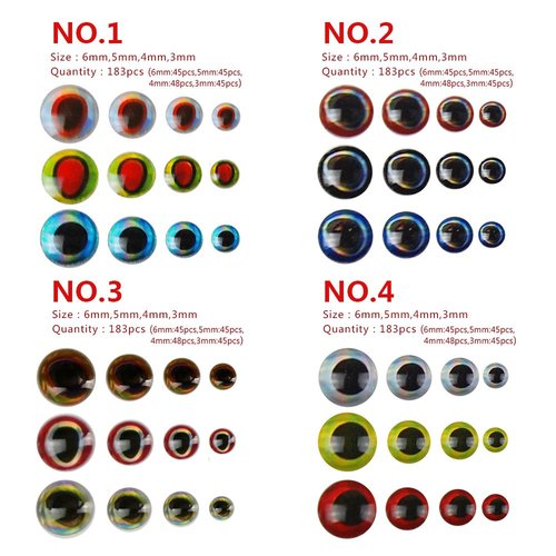 3D/4D Fishing Lure Eyes Realistic Holographic Fishing Eyes Lure Bait Making Kit Artificial Fish Eyes Fly Tying Making Streamers Lure Craft DIY Fishing Tool 183x4