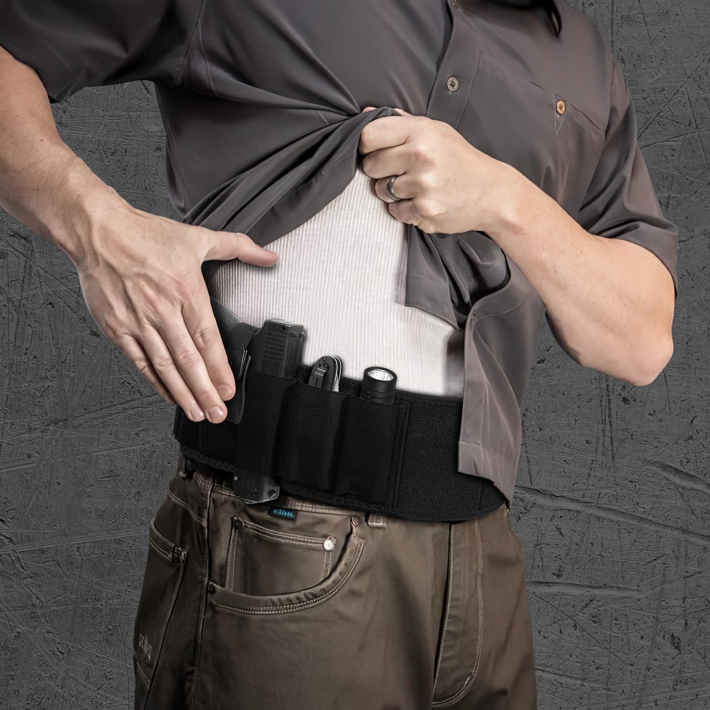 ZZY Belly Band Holster, Belly Band Holster Men and Women, Belly Holster for Concealed Carry Waist Holster for Pistols Fits Glock 19, 17, 26, 43, Sig P365, Taurus, Ruger, S&W M&P Shield 9MM
