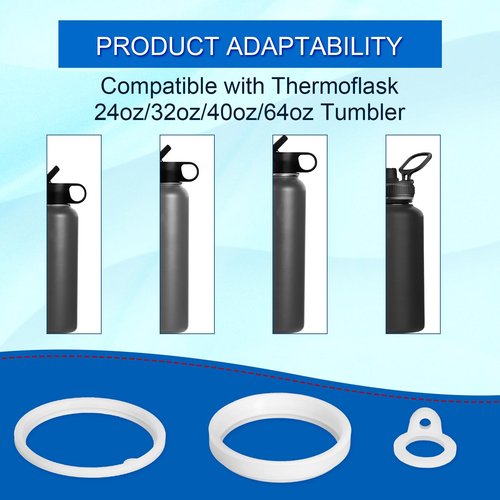 PEUTIER 20pcs Water Bottle Lid Replacement for Thermoflask 24/32/40/64oz, Water Bottle Gasket Replacement Silicone Sealing Ring Water Cup Seal Ring for Water Bottle Straw Lid& Spout