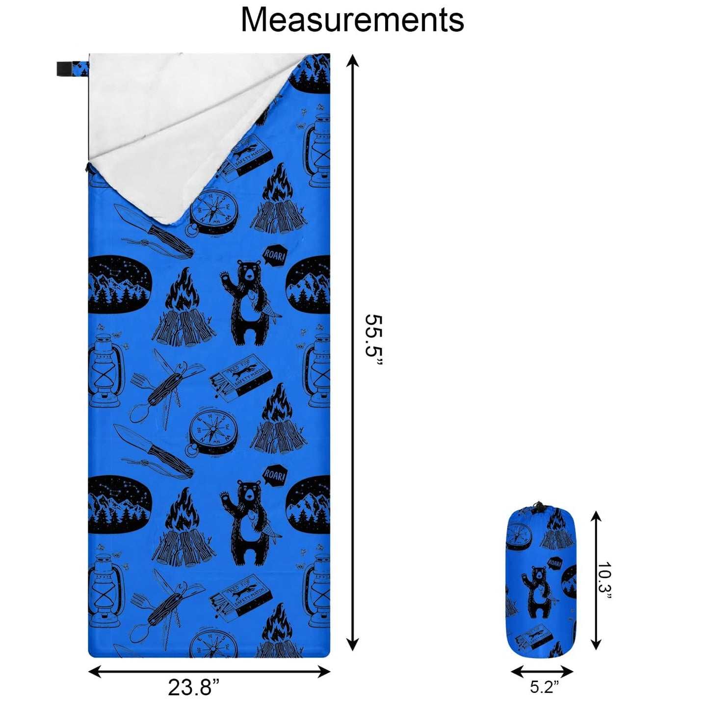 KidzAdventure Ultralight 3 Season Kids Sleeping Bag | 50F- 70F Indoor/Outdoor Sleeping Bag for Boys, Girls, Toddlers and Youth | Ultra Compact, Ideal for Camping and Sleepover