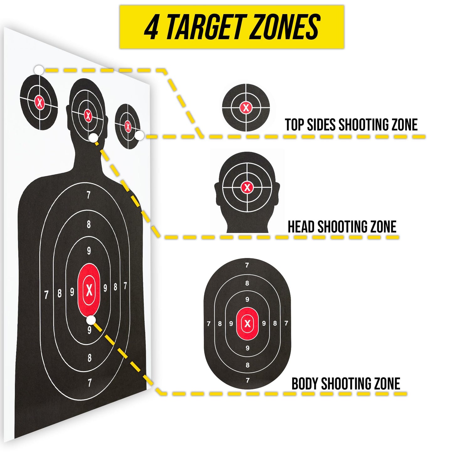 100 Pack Paper Shooting Target for Gun Range - Silhouette Paper Target for Handguns, Rifles, Pistols, Airguns, BB Guns, Pellet Guns, Crossbow, Arrow (14 X 22 inches)