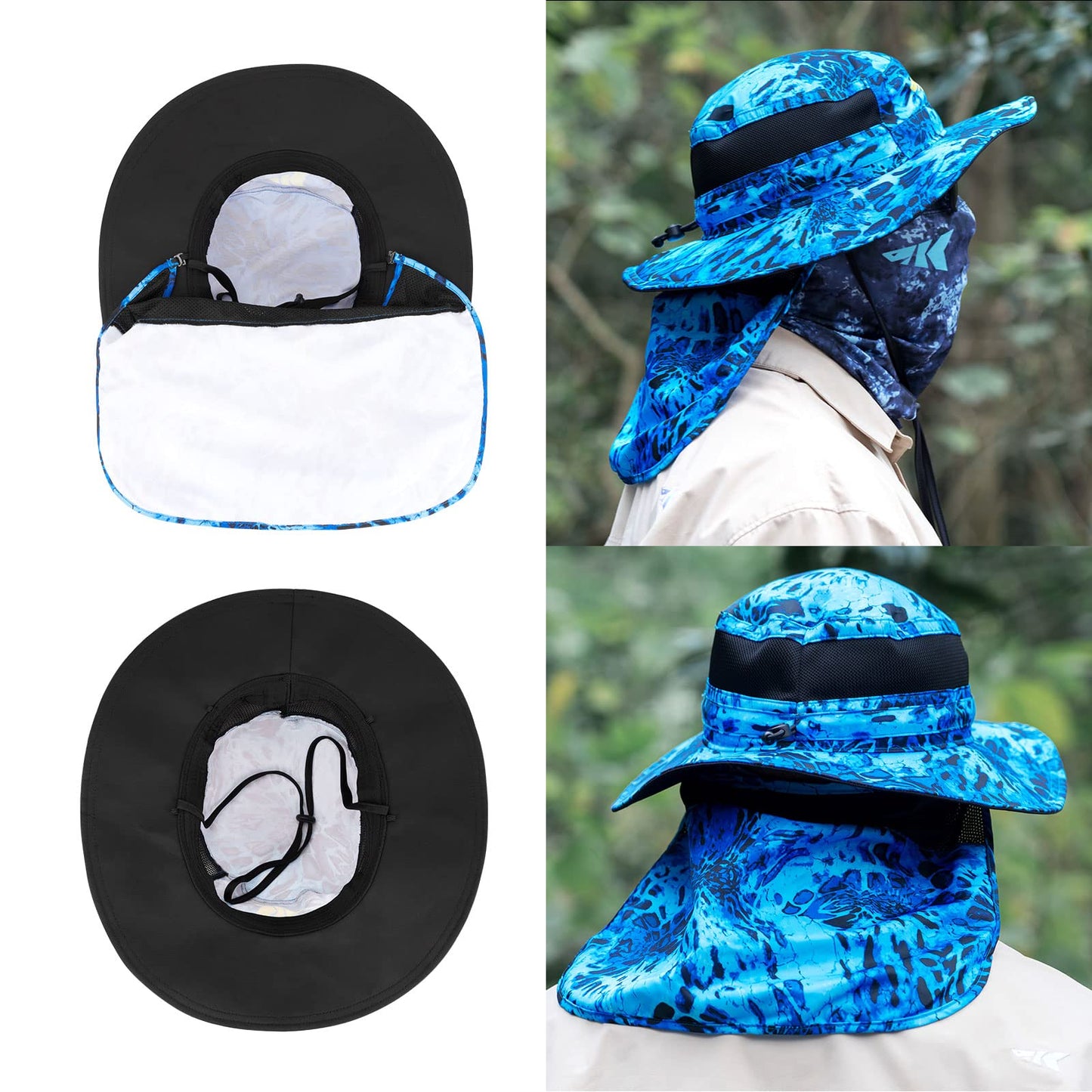KastKing UPF 50 Boonie Hat Fishing Hat with Removable Neck Flap Sun Hats,Shoreline